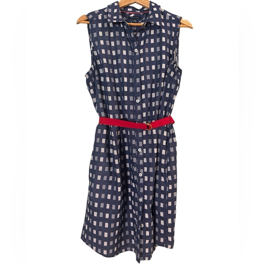 EUC Tommy Hilfiger Sleeveless Dress with Red Belt